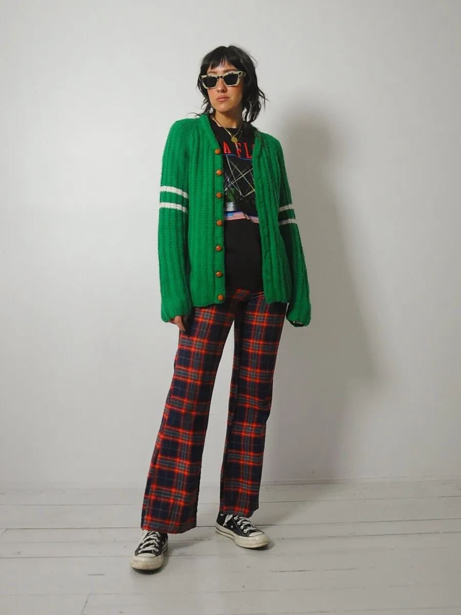 1970's Lucky Kelly Green Cardigan