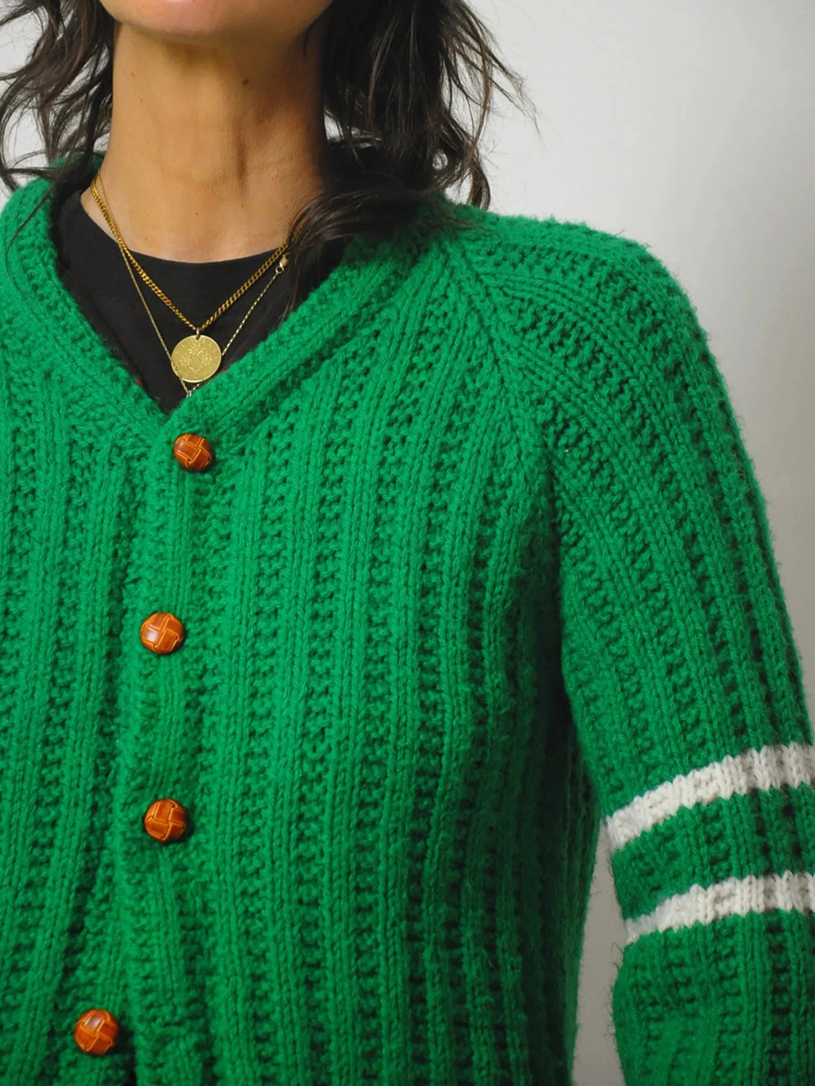 1970's Lucky Kelly Green Cardigan