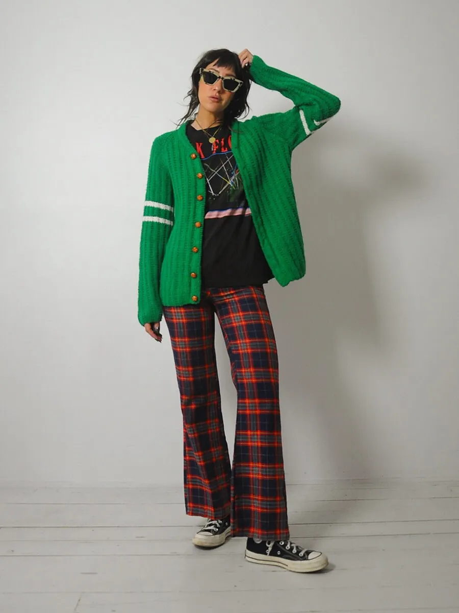 1970's Lucky Kelly Green Cardigan