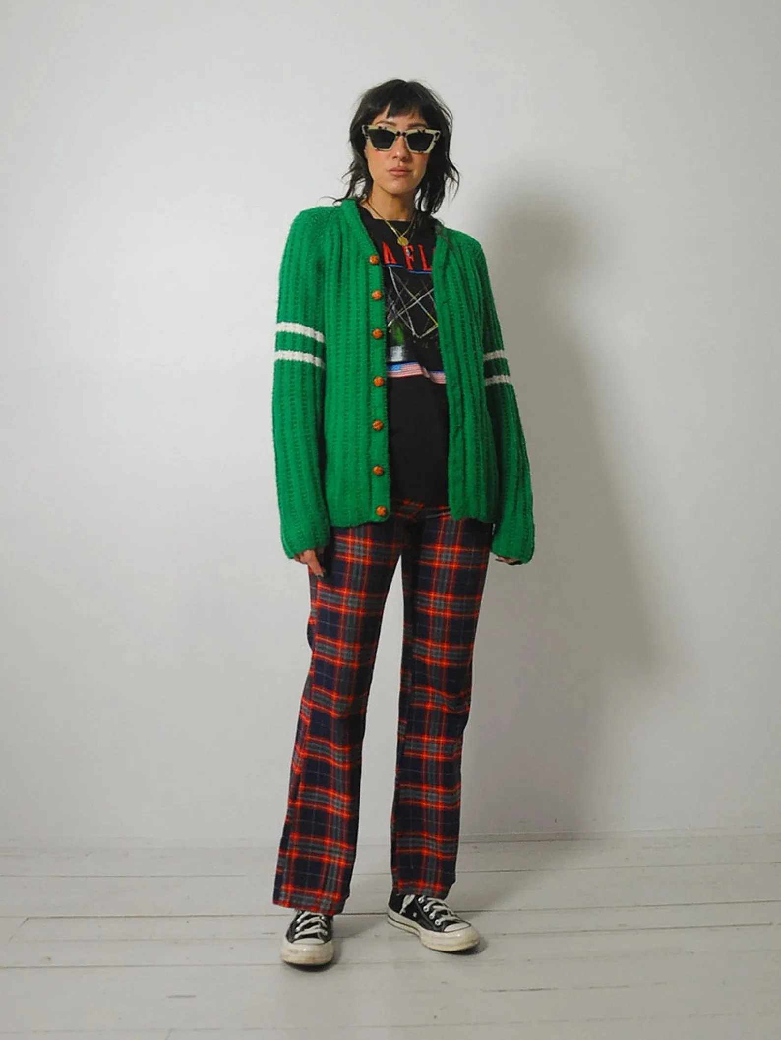 1970's Lucky Kelly Green Cardigan