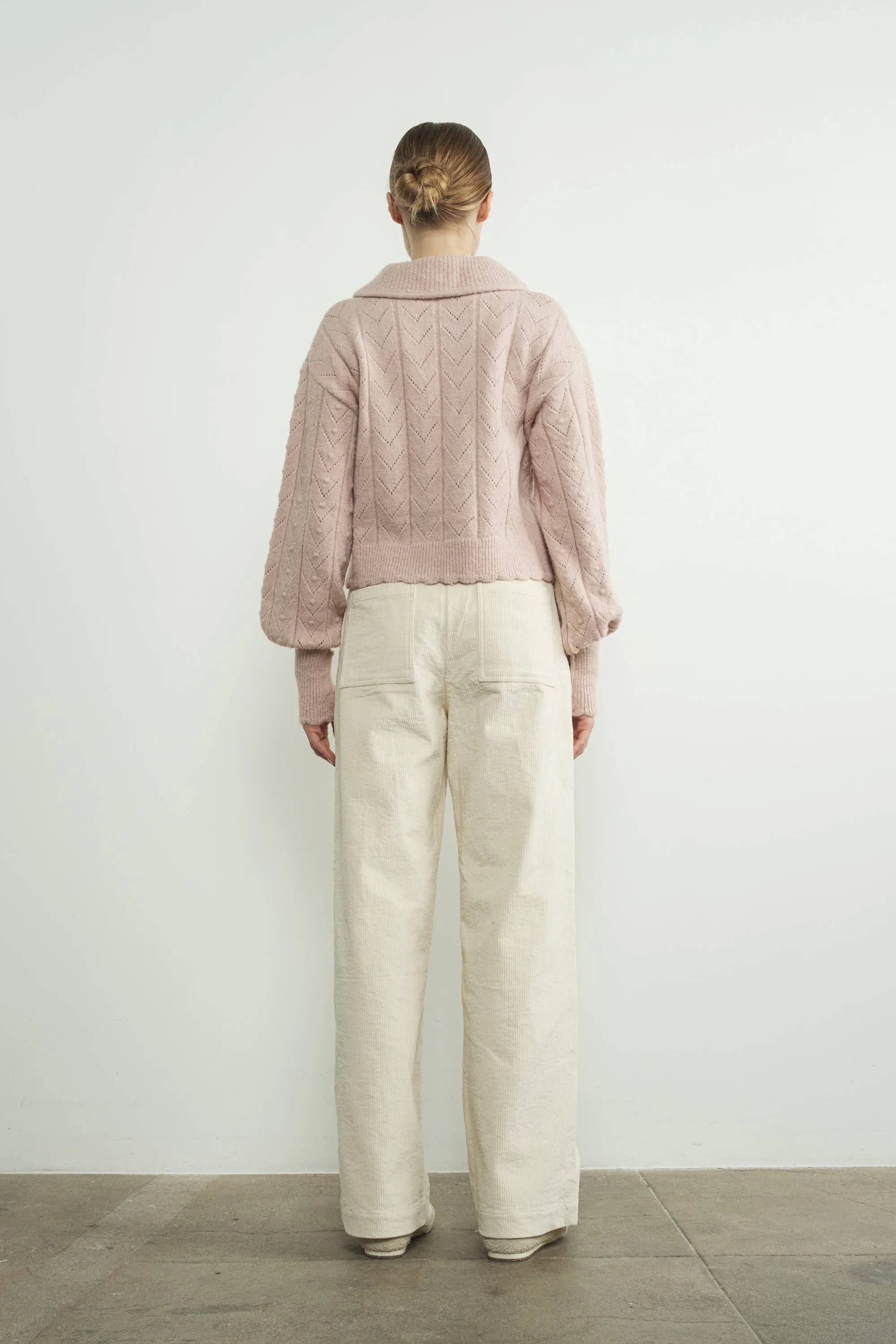 Aaron & Amber - Edge Pointelle Sweater with Collar