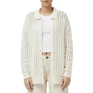 Adrienne Womens Cotton Knit Cardigan Sweater
