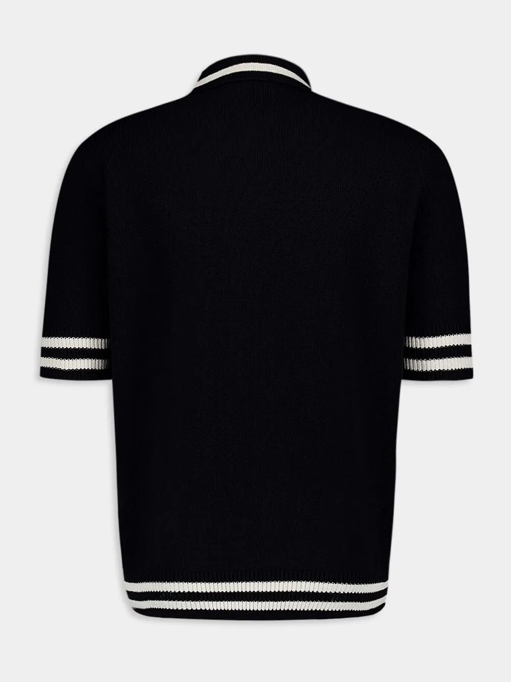 Balmain Black Signature Embroidered Logo Polo Shirt