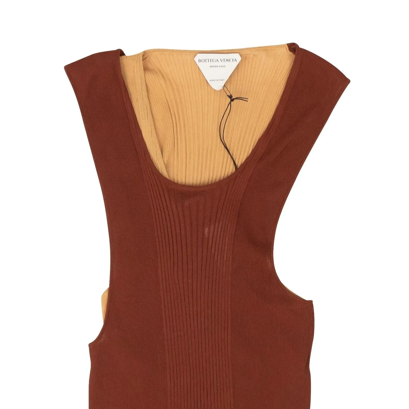 BOTTEGA VENETA Rust & Nude Double Layer Knit Rib Sweater