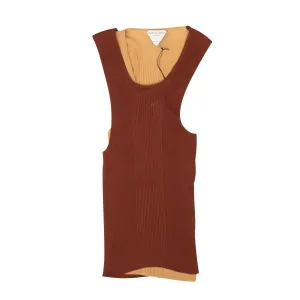 BOTTEGA VENETA Rust & Nude Double Layer Knit Rib Sweater