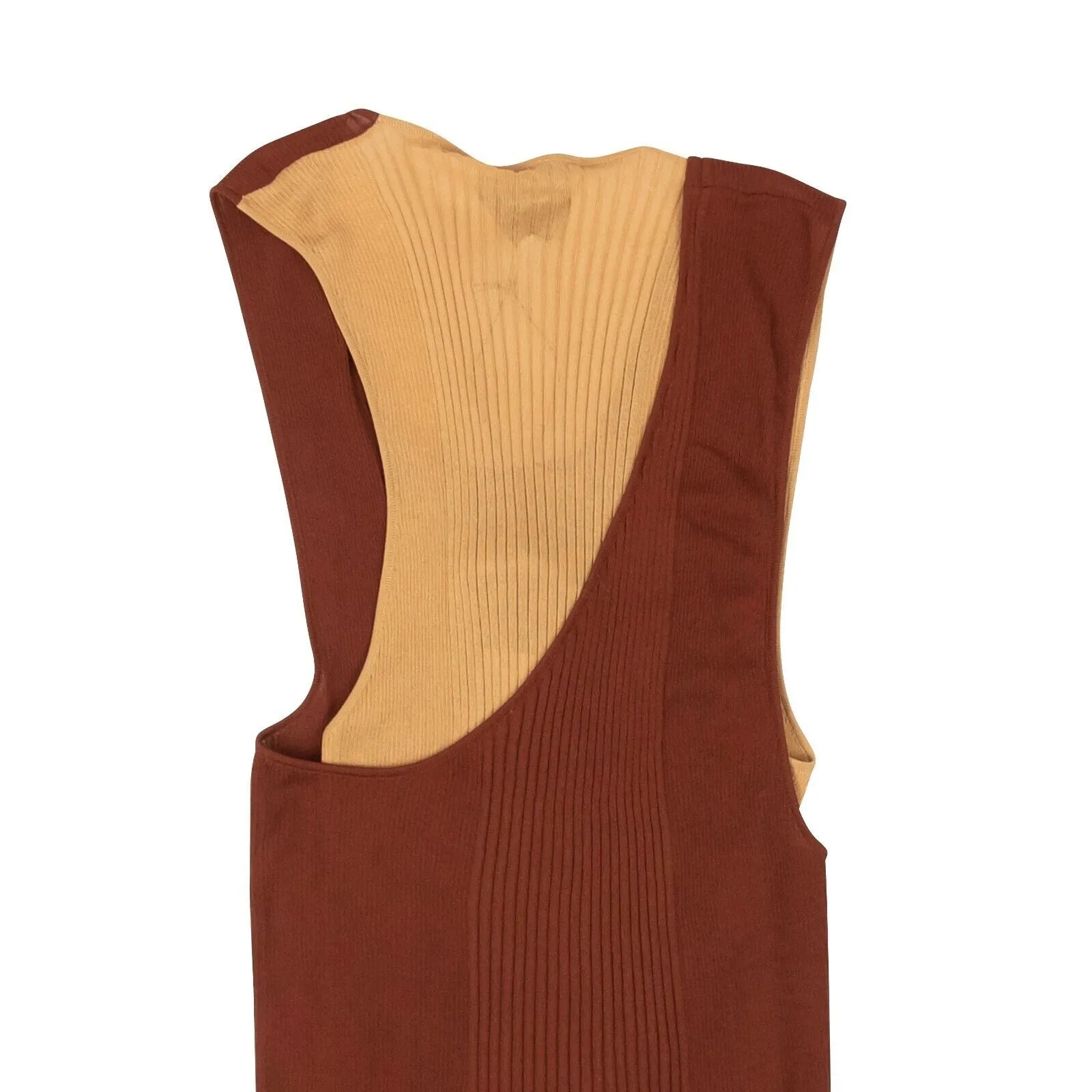 BOTTEGA VENETA Rust & Nude Double Layer Knit Rib Sweater