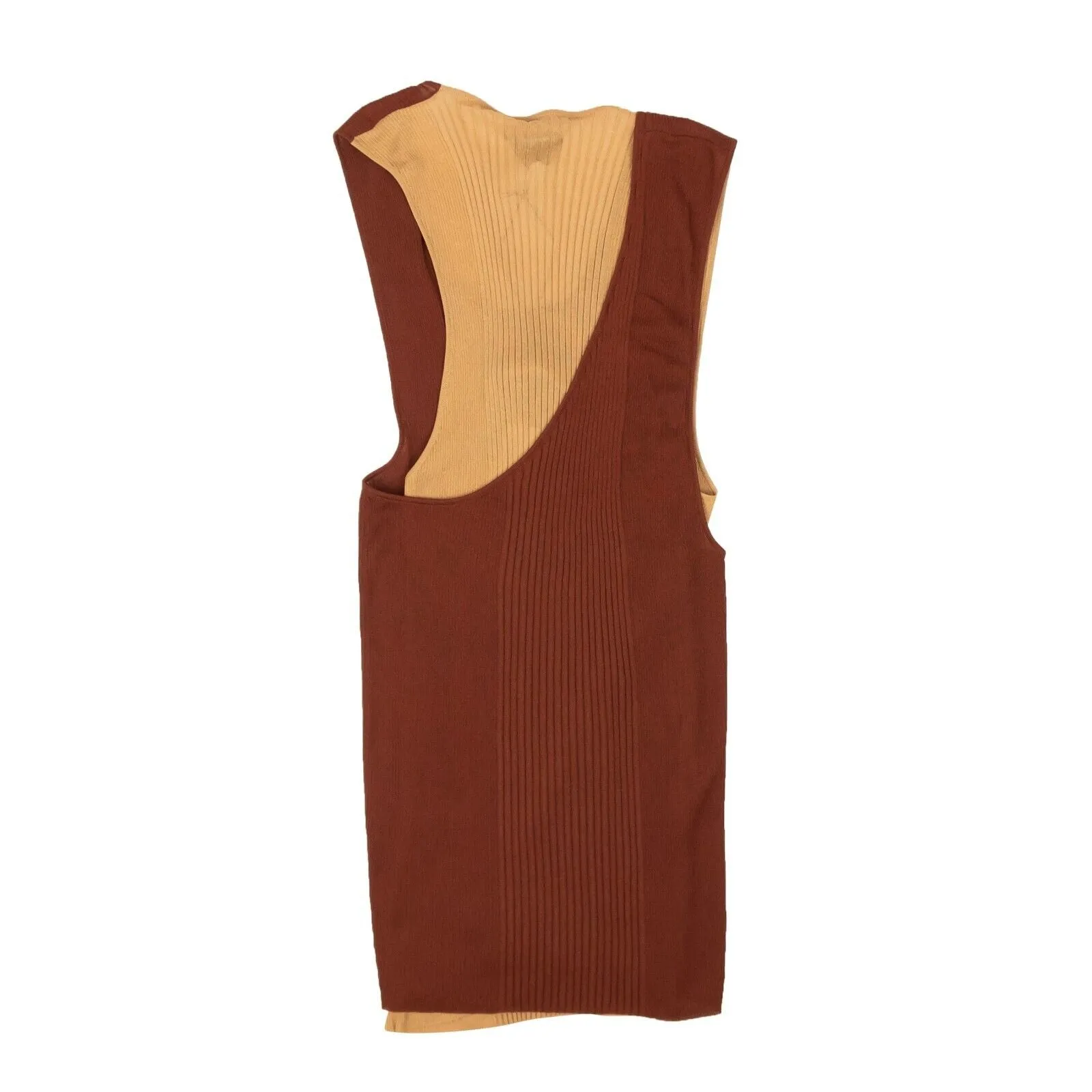 BOTTEGA VENETA Rust & Nude Double Layer Knit Rib Sweater