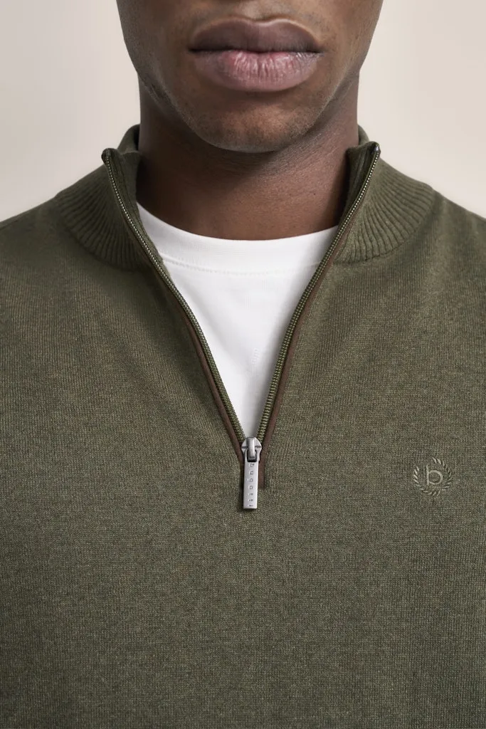 Bugatti - Cotton Cashmere Half Zip, Forest Green