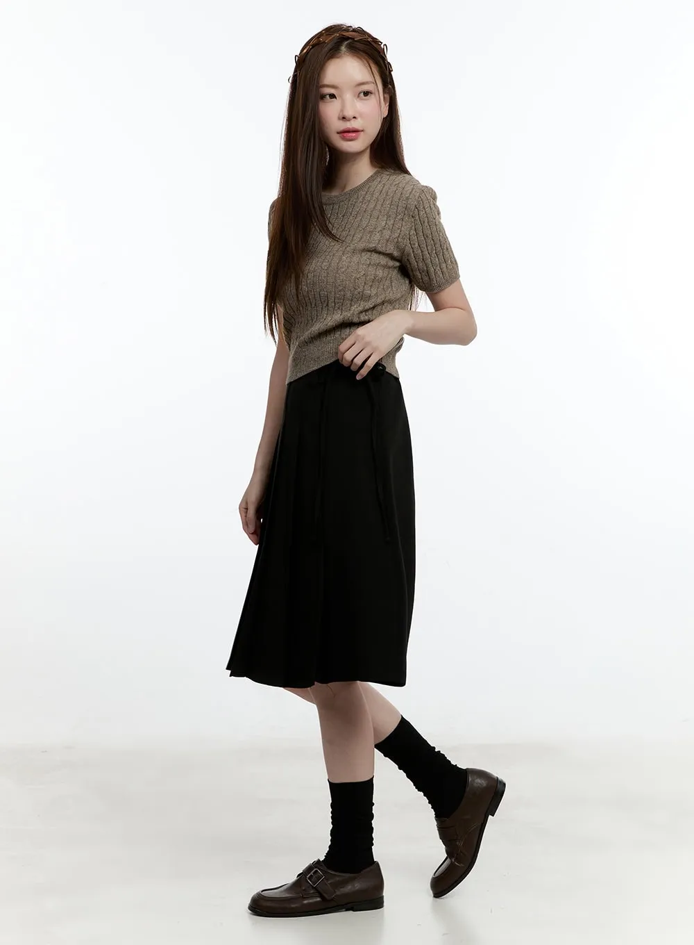Cable Knit Short Sleeve Sweater CM521