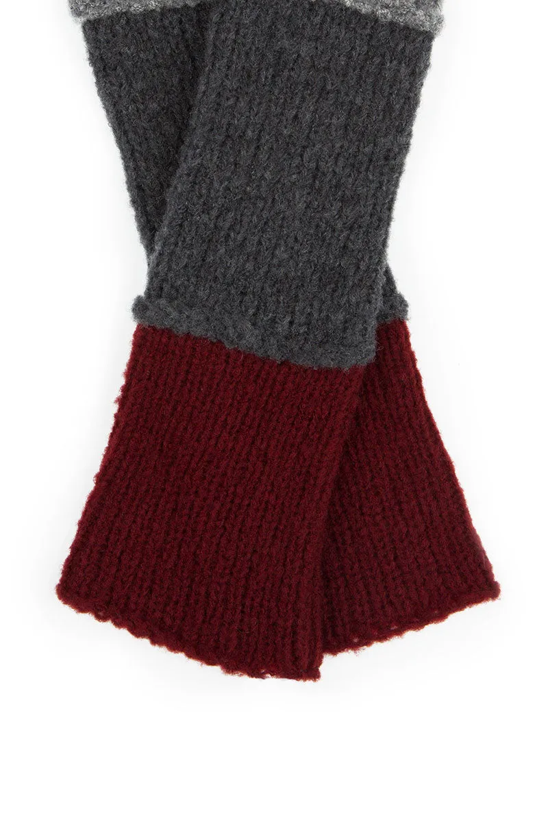 Dark Red & Grey Wool Wrists