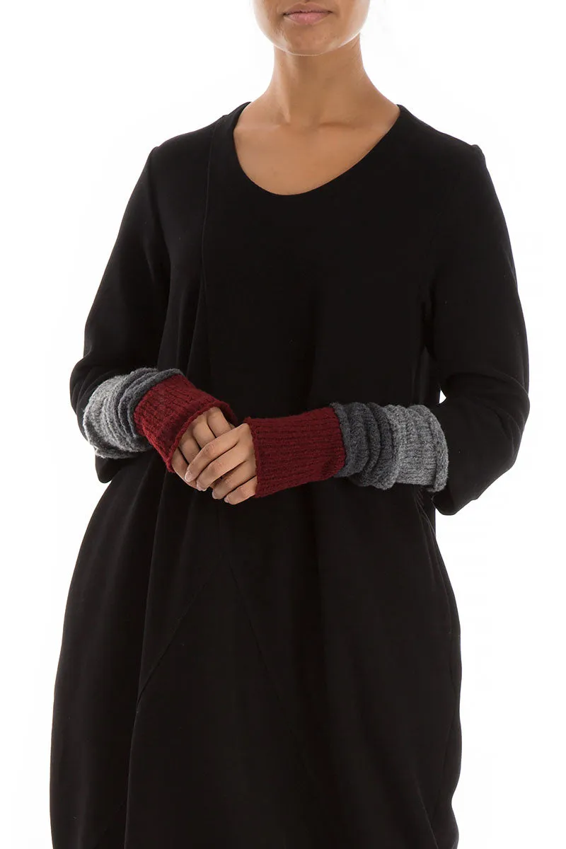 Dark Red & Grey Wool Wrists