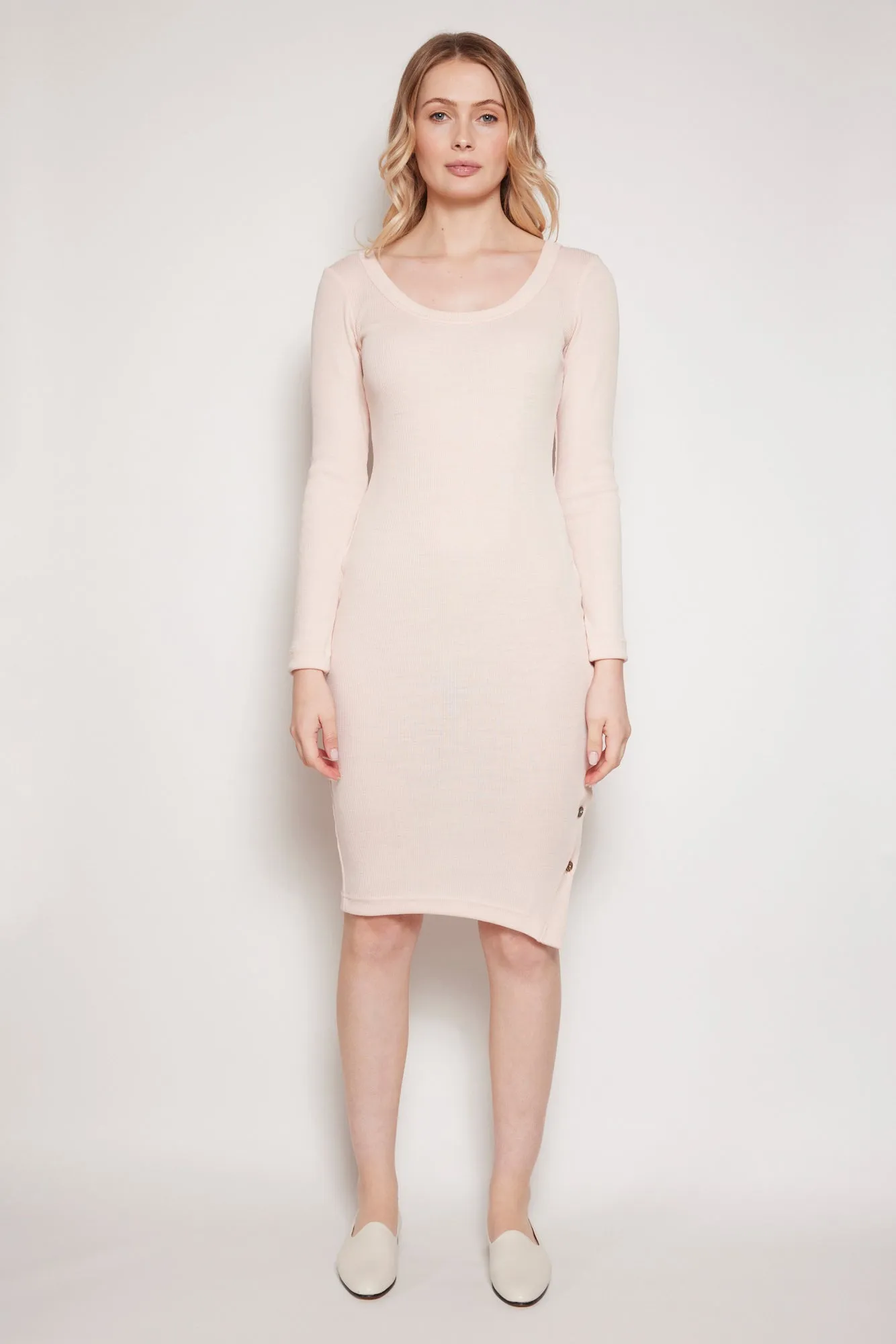 Eden Soft Merino Wool Long Sleeve Dress Pink