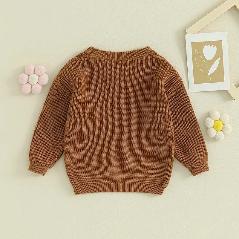 Floral Knit Sweater in Chestnut Yellow