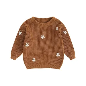 Floral Knit Sweater in Chestnut Yellow