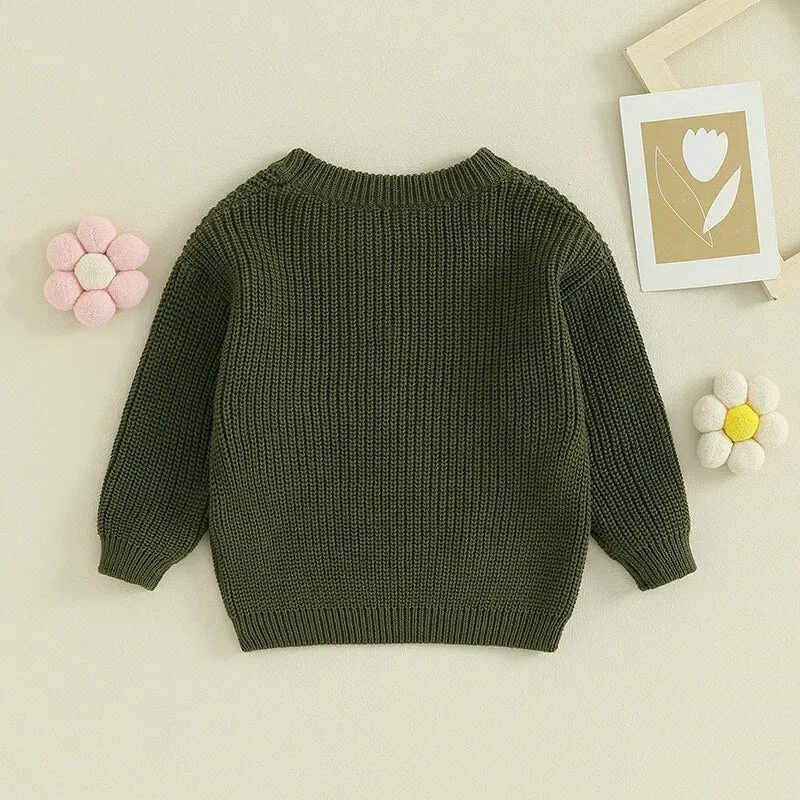 Floral Knit Sweater in Emerald Green