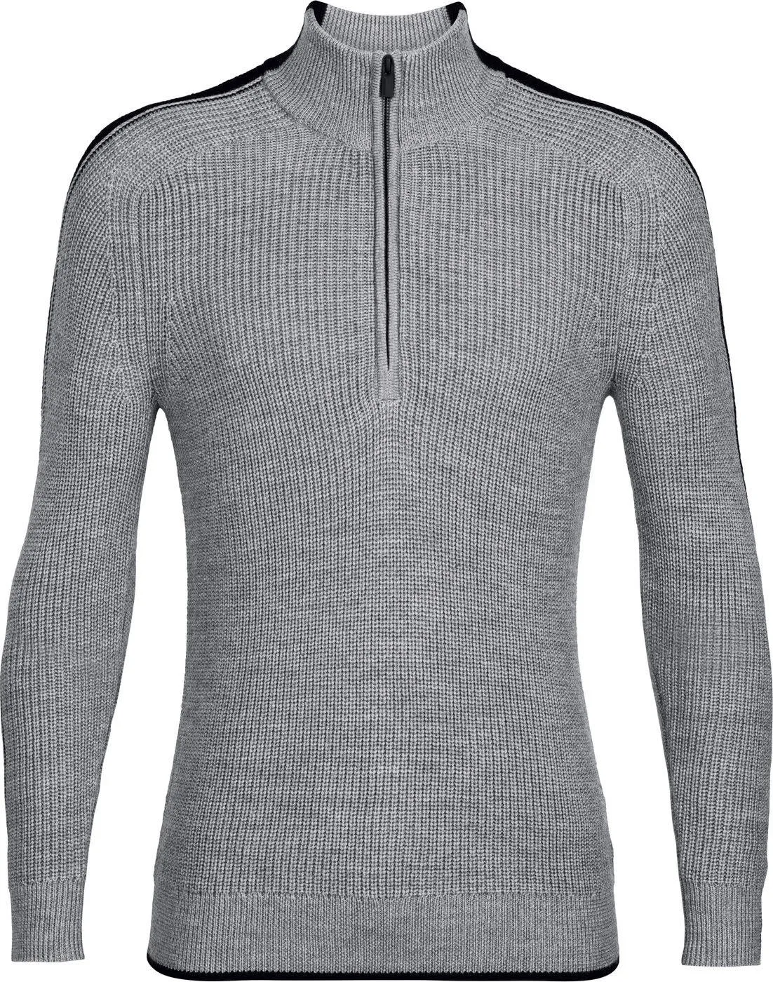 Icebreaker Men&#x27;s Lodge Long Sleeve Half Zip Sweater Gritstone Heather/Black | Buy Icebreaker Men&#x27;s Lodge Long Sleeve Half Zip Sweater Gritstone Heather/Black here | Outnorth