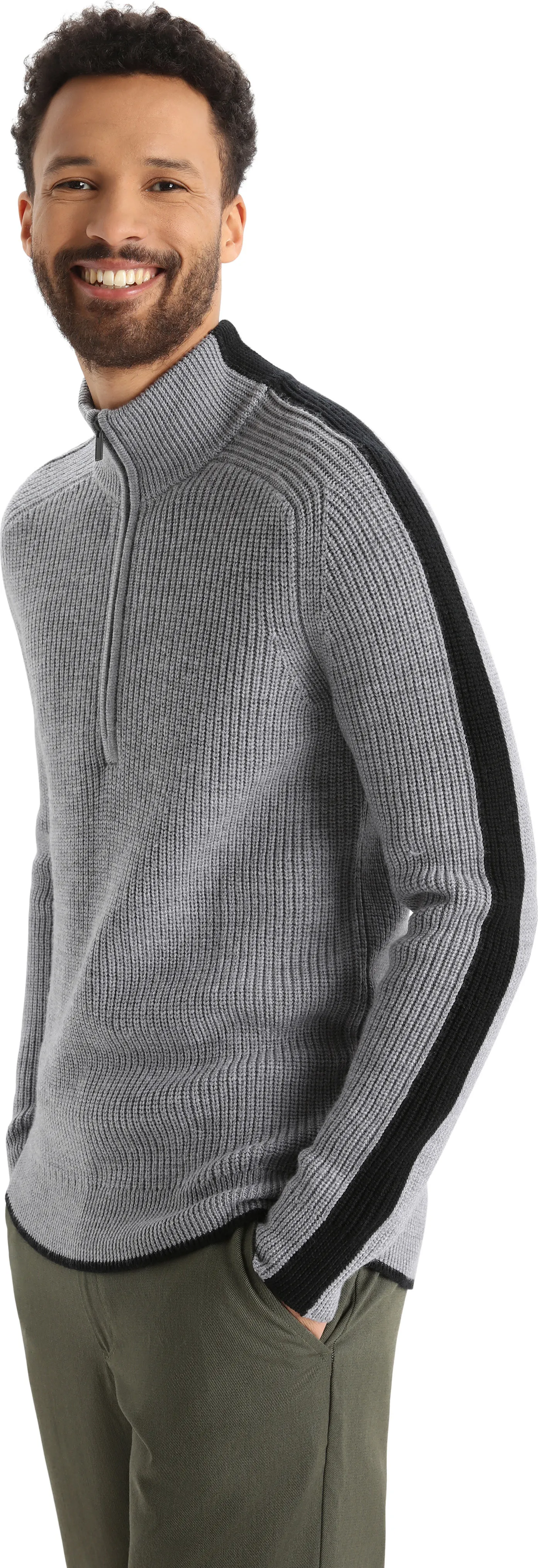 Icebreaker Men&#x27;s Lodge Long Sleeve Half Zip Sweater Gritstone Heather/Black | Buy Icebreaker Men&#x27;s Lodge Long Sleeve Half Zip Sweater Gritstone Heather/Black here | Outnorth