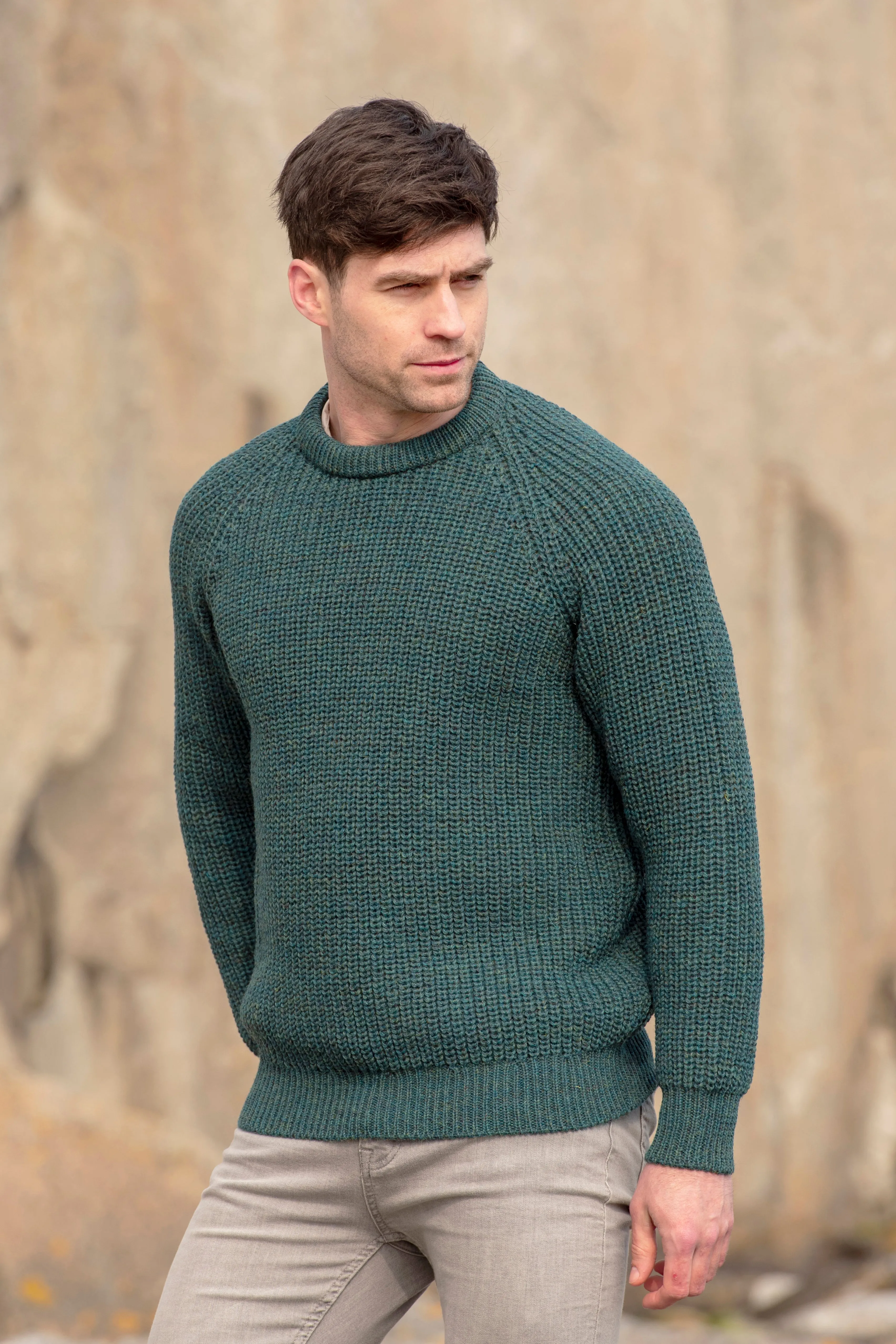 IRISH FISHERMANS RIB CREW NECK SWEATER