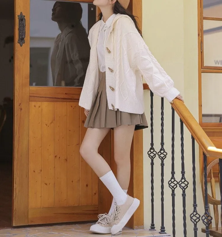 Japanese Style Twist Knitted Hooded Sweater