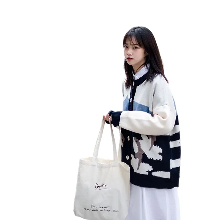Kawaii Cute Dolphin Pattern Cardigan Sweater