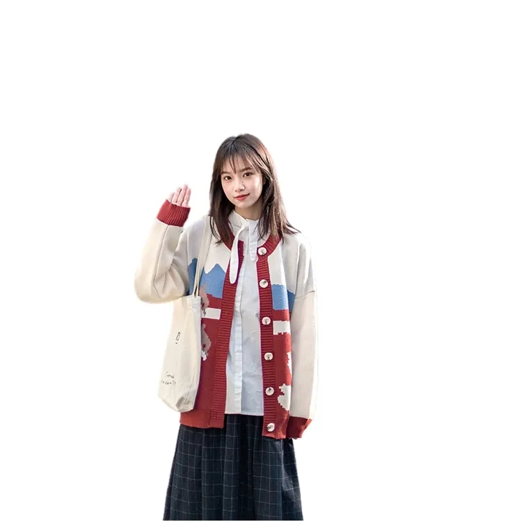 Kawaii Cute Dolphin Pattern Cardigan Sweater