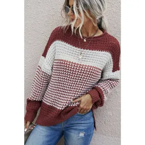 Knit Strip Long Sleeves Sweater
