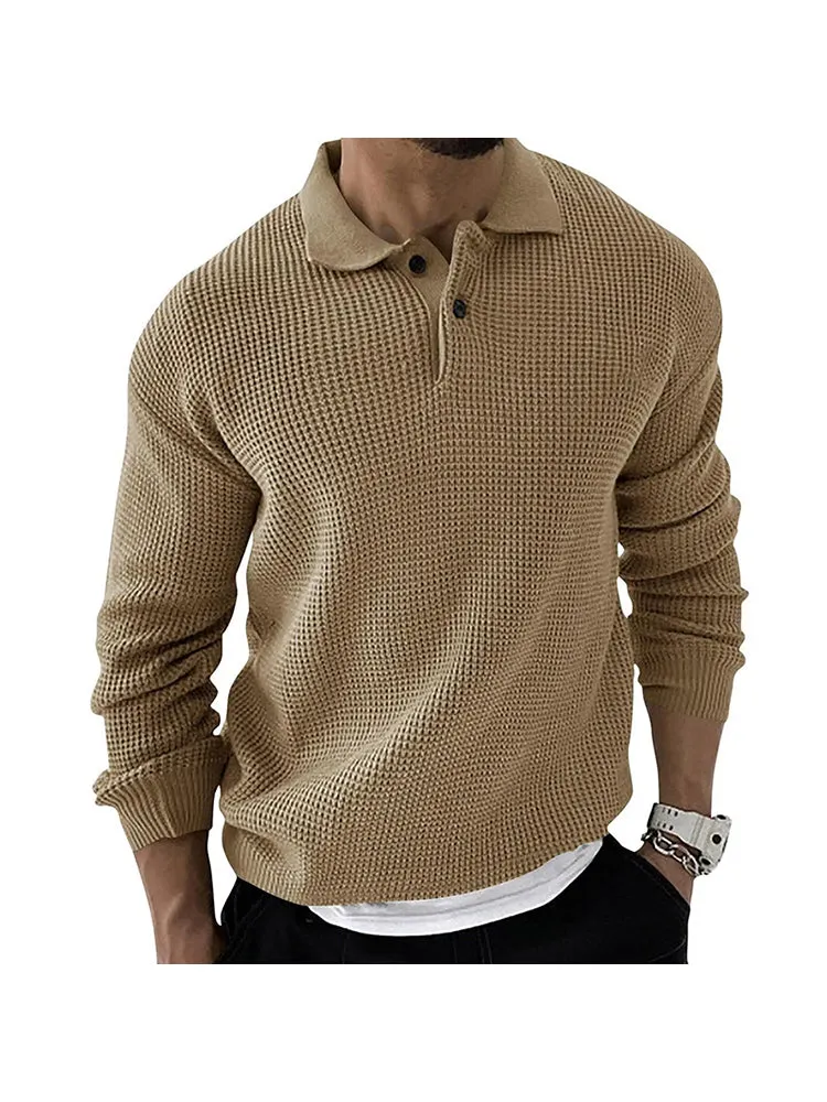 Lapel Sweater Men'S Fashion Urban Slim Long-Sleeved Knit Sweater