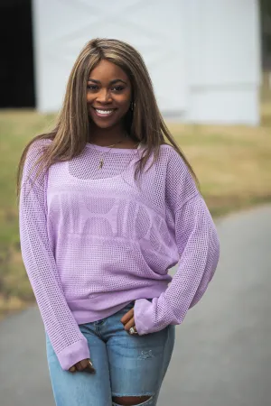 Lilac Open Knit Lightweight Sweater