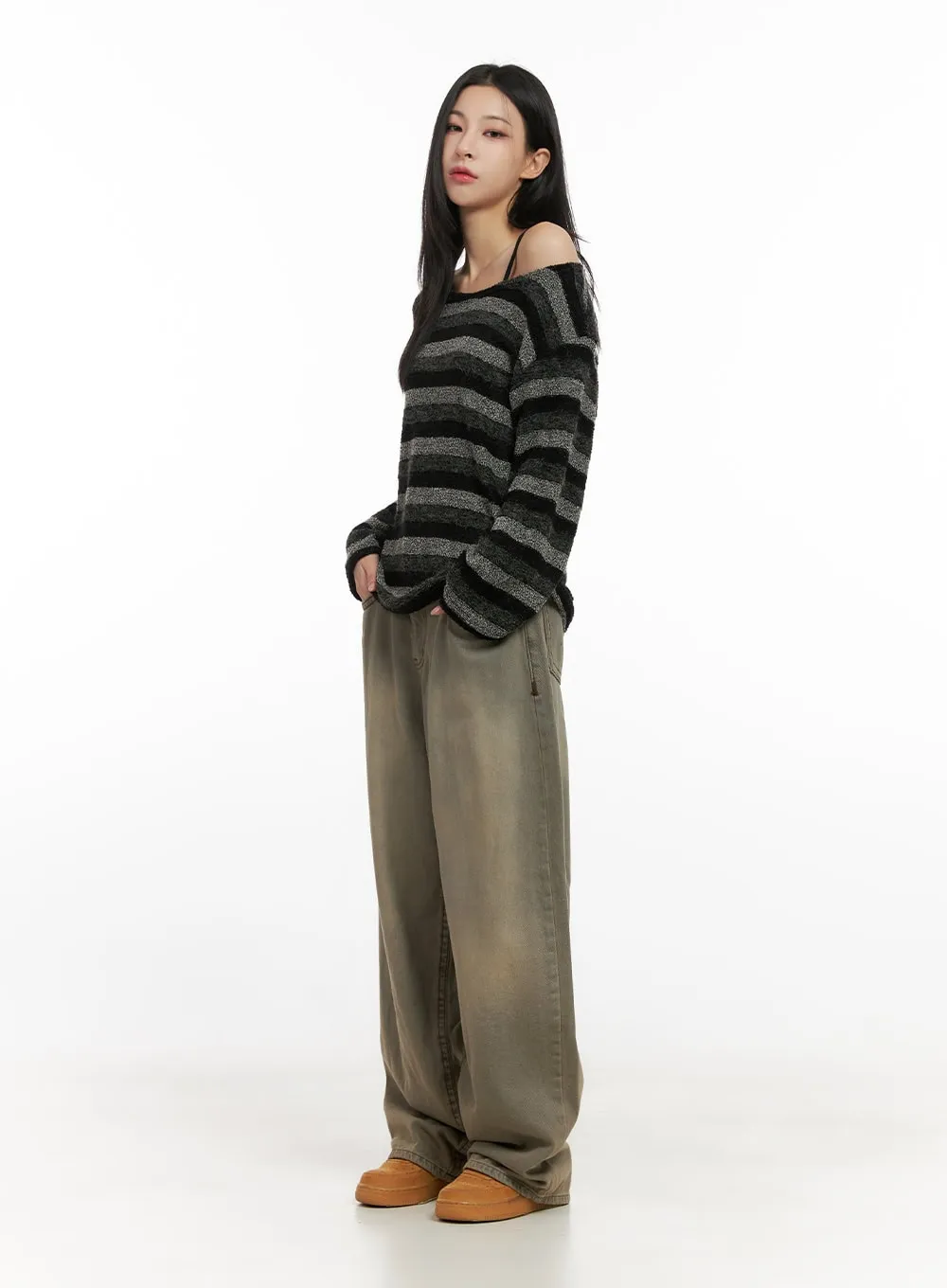 Loose-Fit Striped Knit Sweater CN416