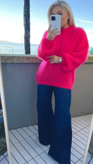 LORIE SOFT MOHAIR SWEATER - RASPBERRY