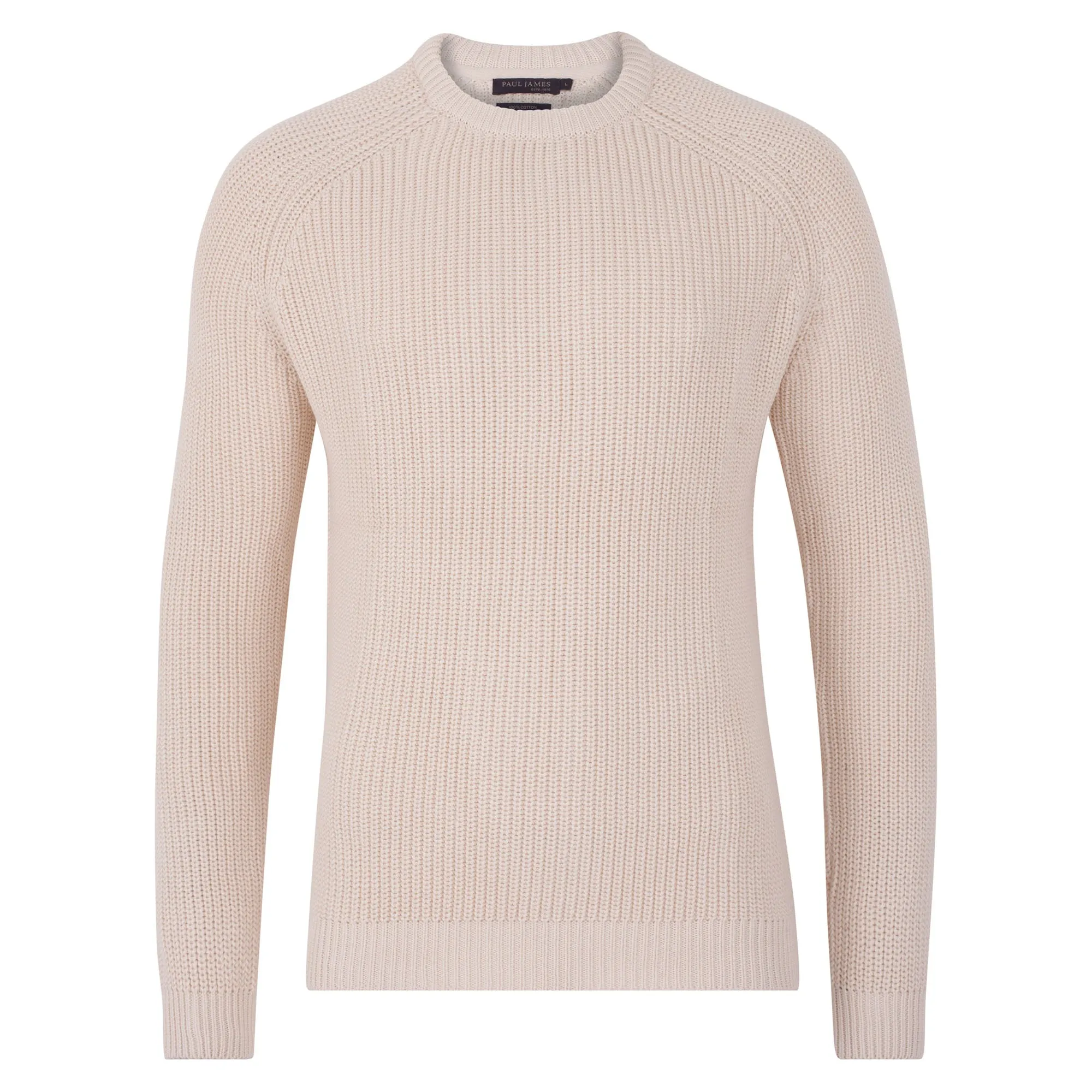 Mens Cotton Fisherman Rib Knit Jumper