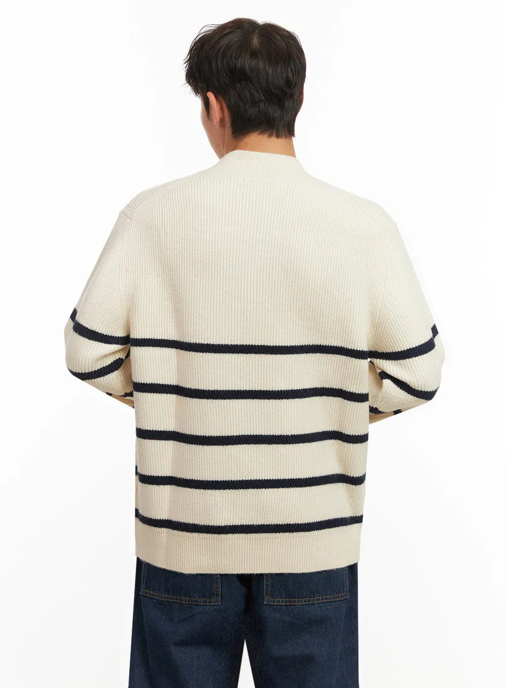 Men's Striped Half-Zip Knit Sweater ID431