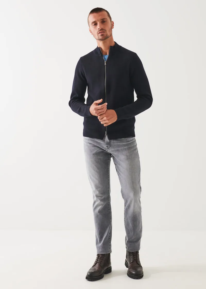 MERINO HALF MILANO ZIP-UP CARDIGAN - DARK NAVY
