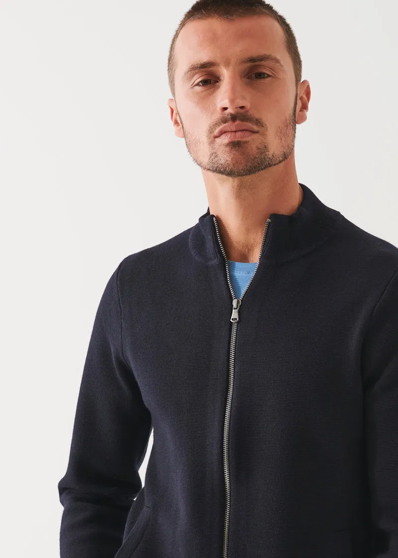 MERINO HALF MILANO ZIP-UP CARDIGAN - DARK NAVY