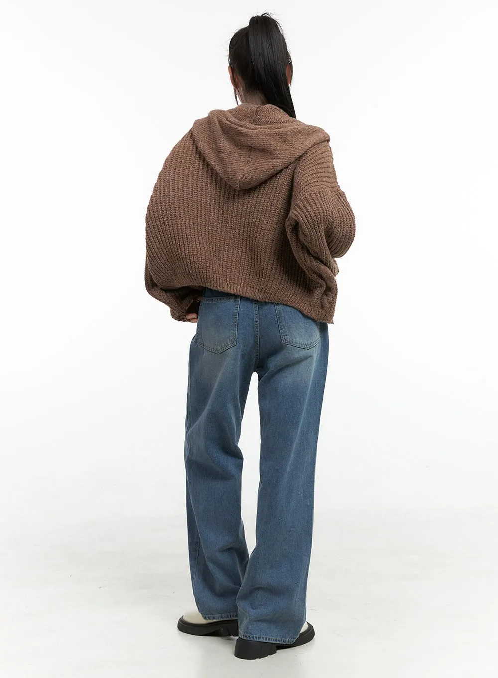 Oversized Cable Knit Hooded Sweater OS410