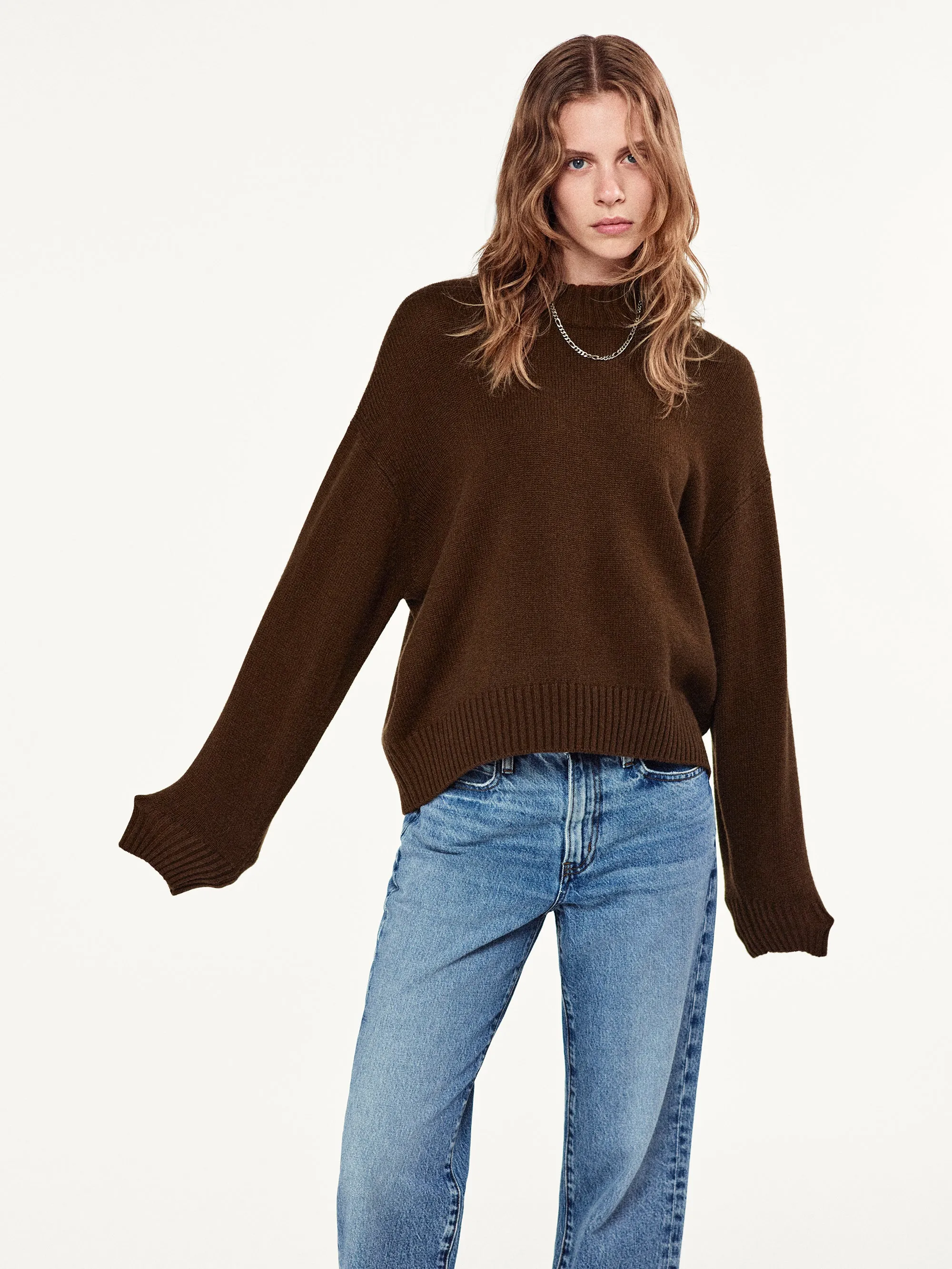Oversized Cashmere Crew -- Moss