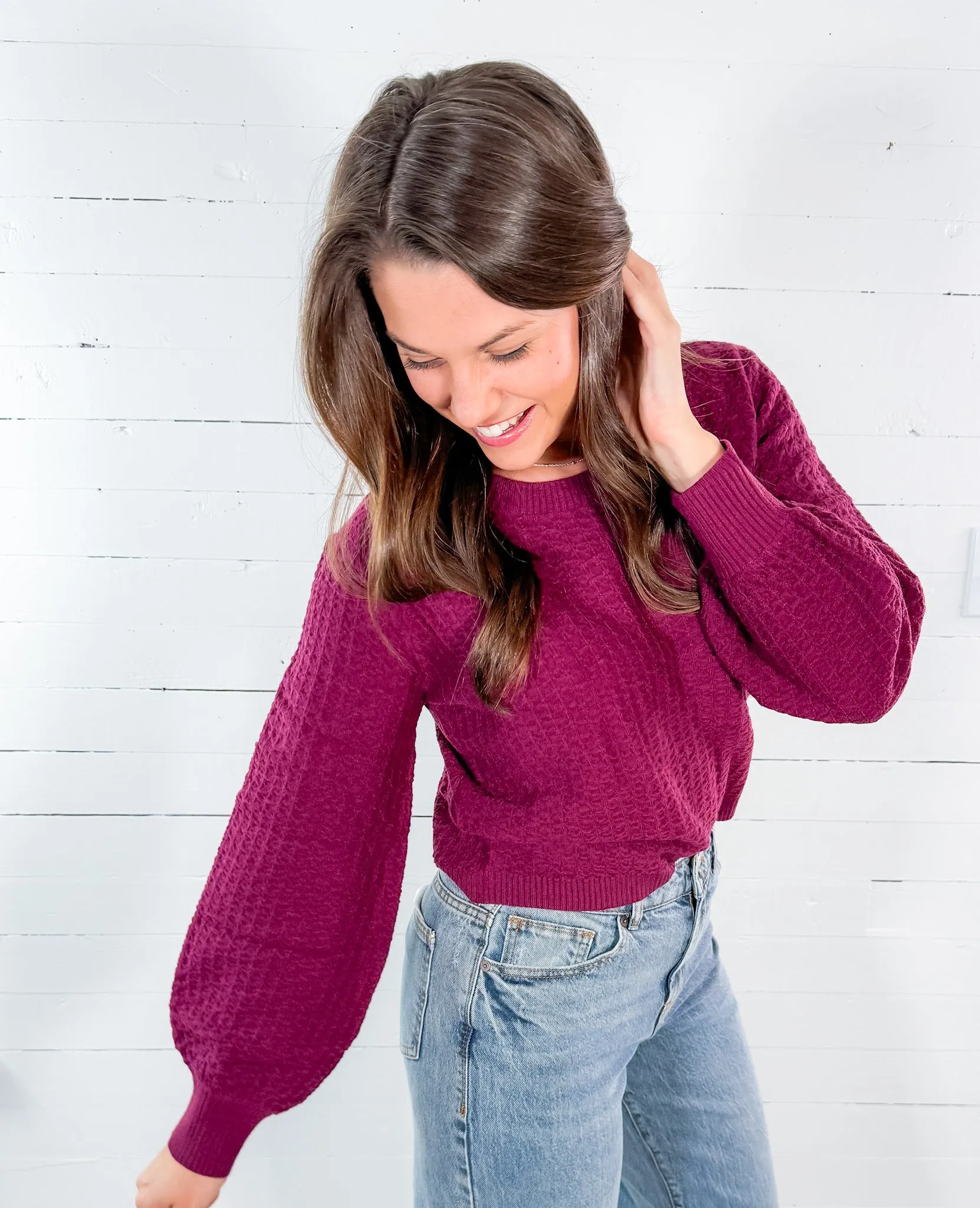 Percy Wine Textured Sweater