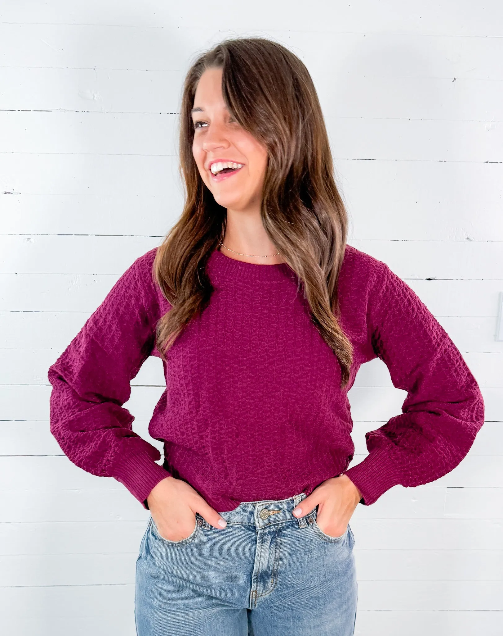 Percy Wine Textured Sweater