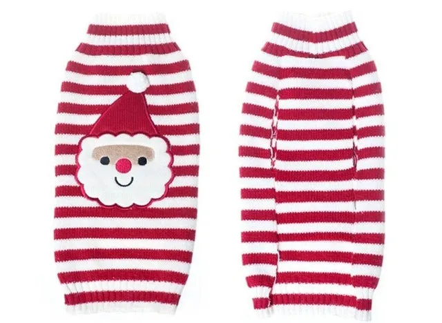 Pet Halloween Cartoon Striped Clown Cute Santa Claus Christmas Dog Sweater Pet Winter Knitwear Warm Clothes Costume