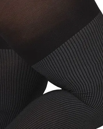 Pin Rib Opaque Shaper Tights | Black