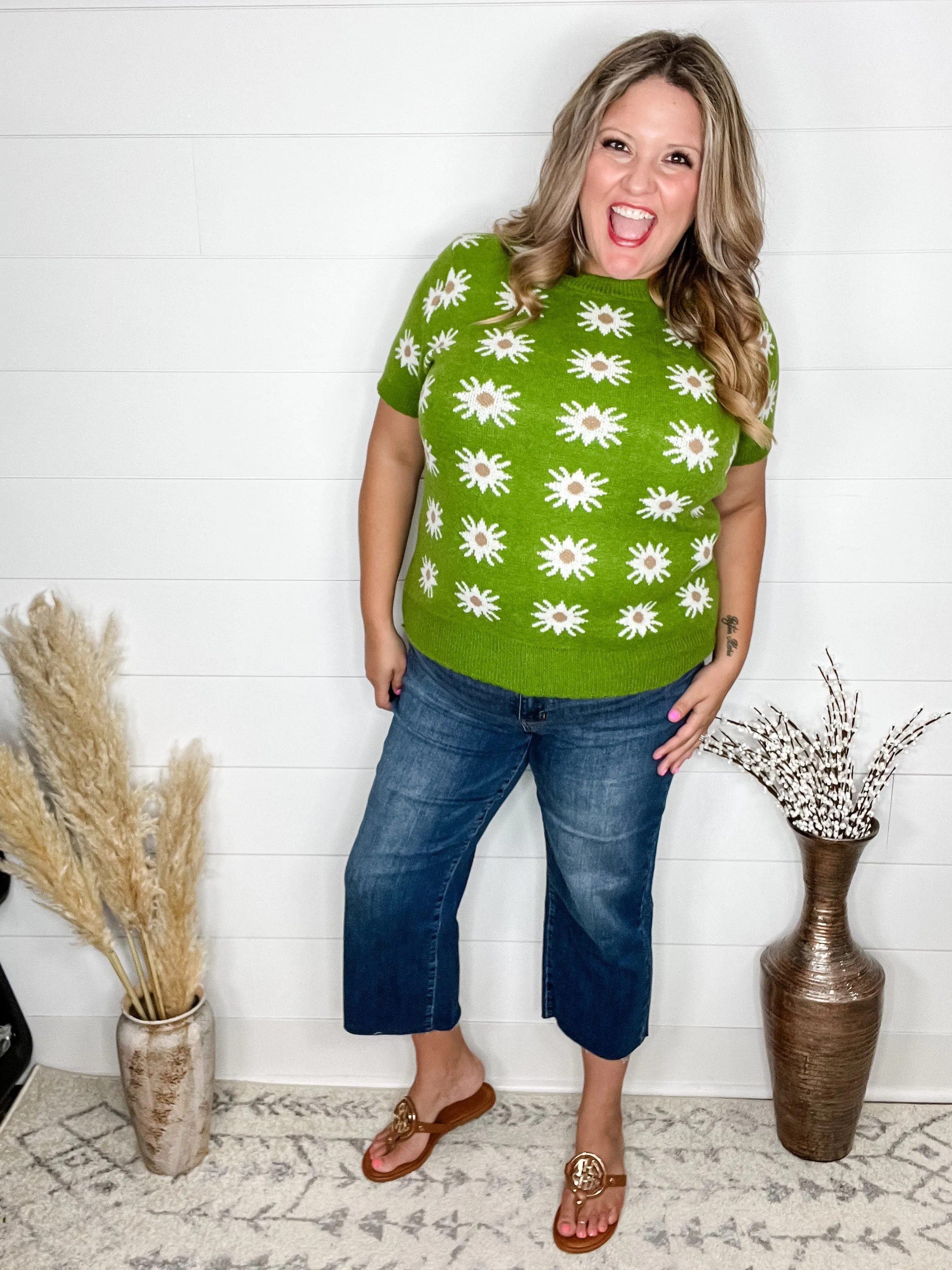 "Greenhouse" Short Sleeve Sweater