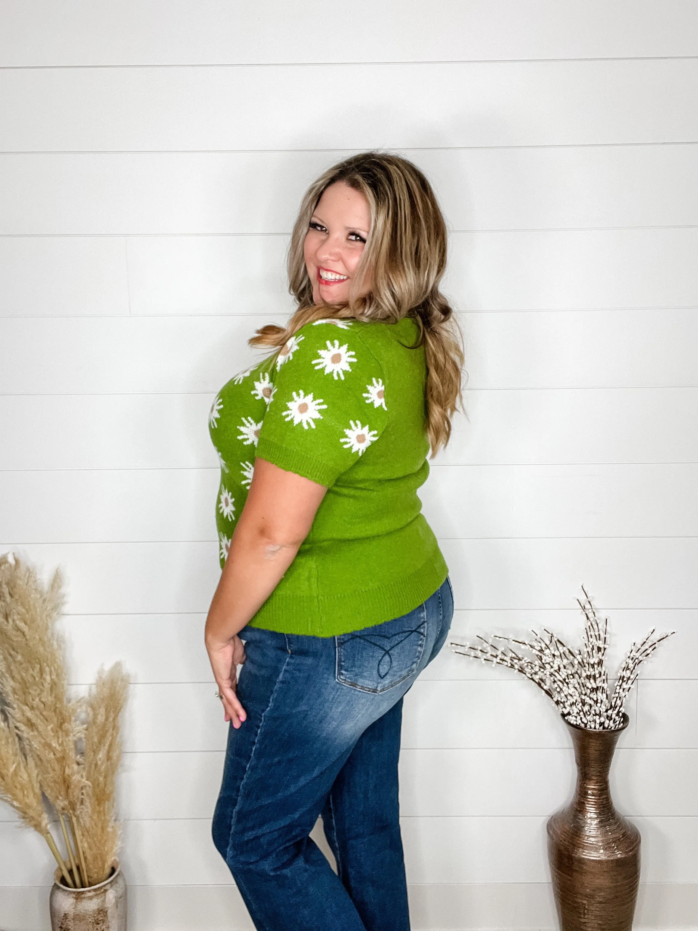 "Greenhouse" Short Sleeve Sweater