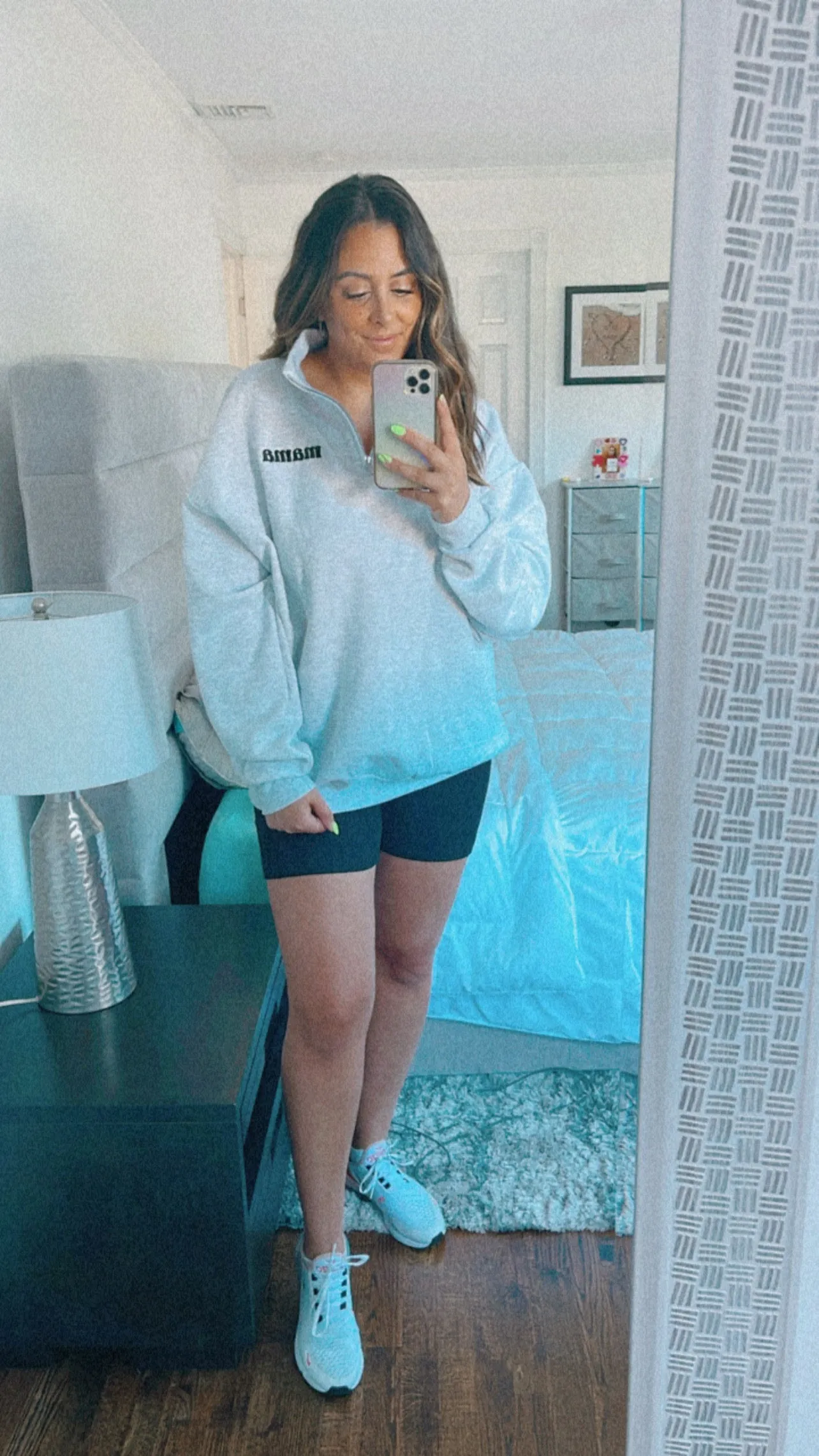 Retro Mama Embroidered Quarter Zip Sweatshirt
