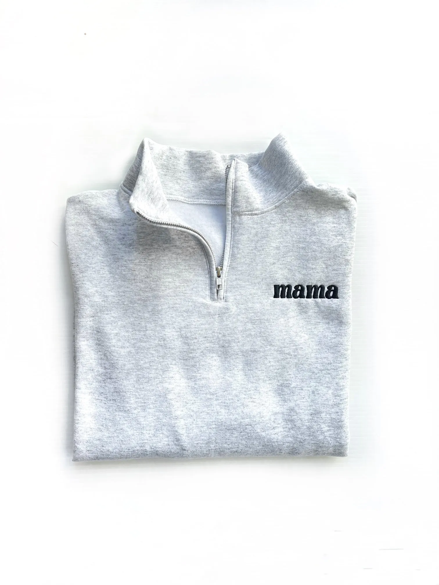Retro Mama Embroidered Quarter Zip Sweatshirt