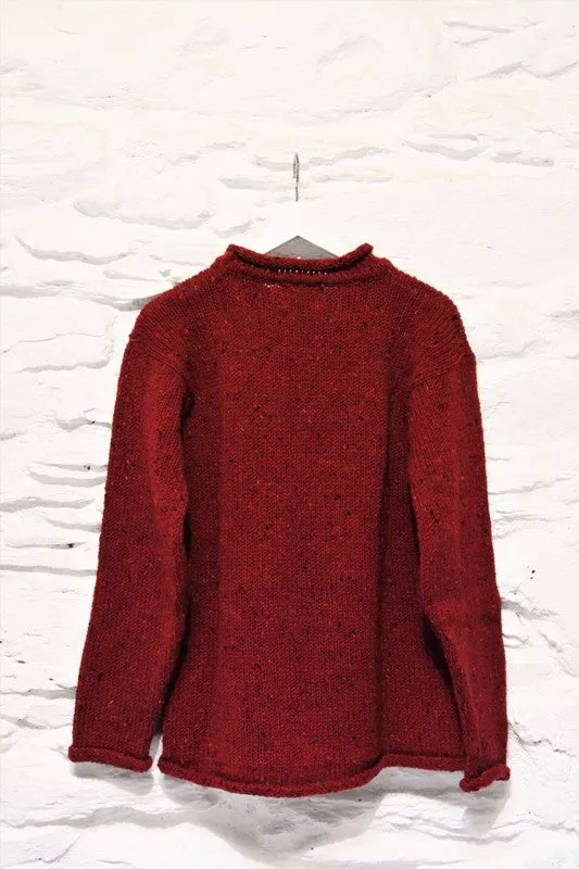Roll neck jumper – Speckled red – Rossan Knitwear