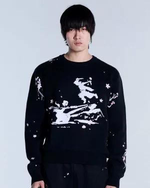 Sakura Black Knit Sweater