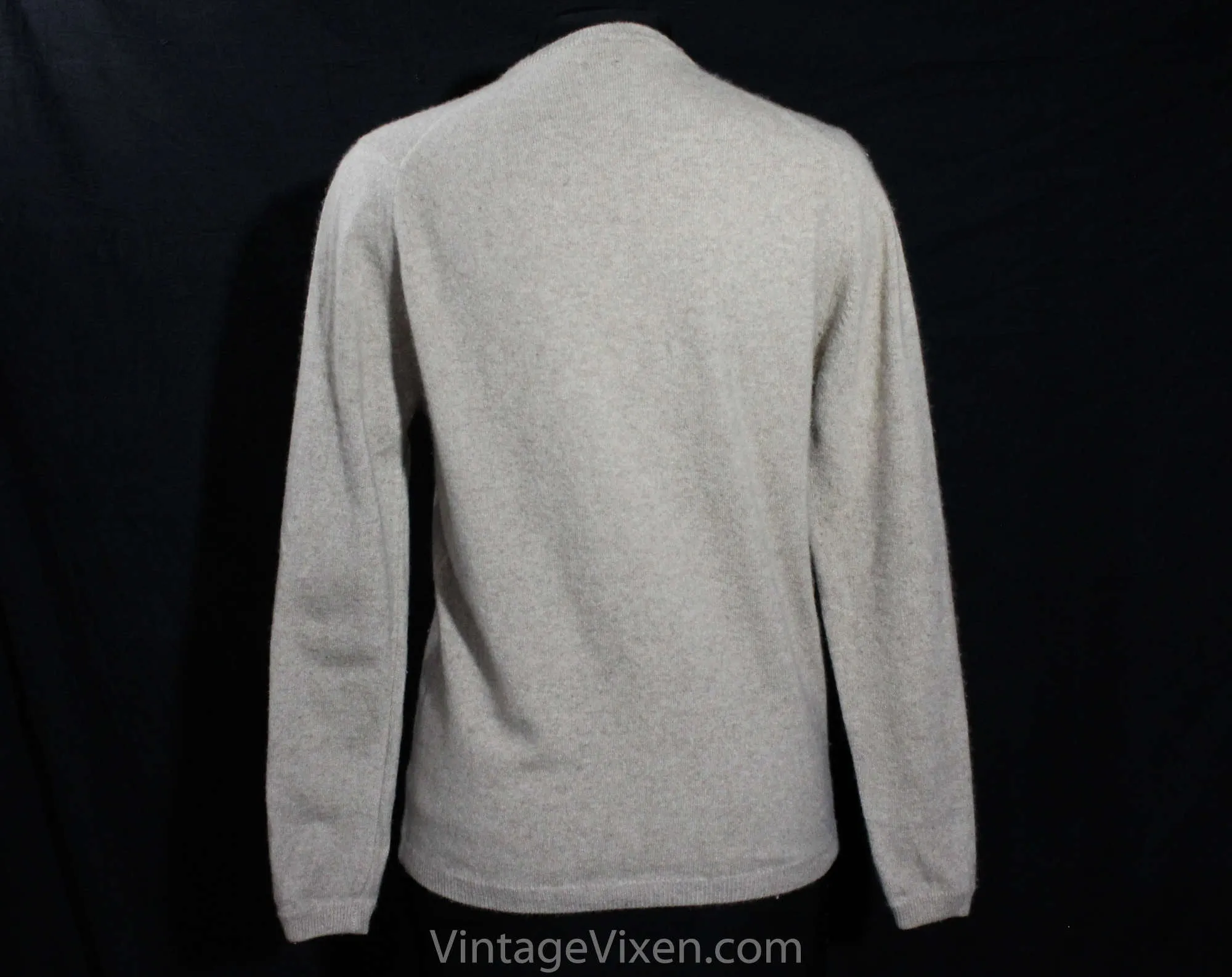 Size 10 Cashmere Cardigan - Beige Taupe Button Front Sweater - Timeless Luxury Knit Hadley Cashmere - Medium Large Fall Autumn - Bust 37.5