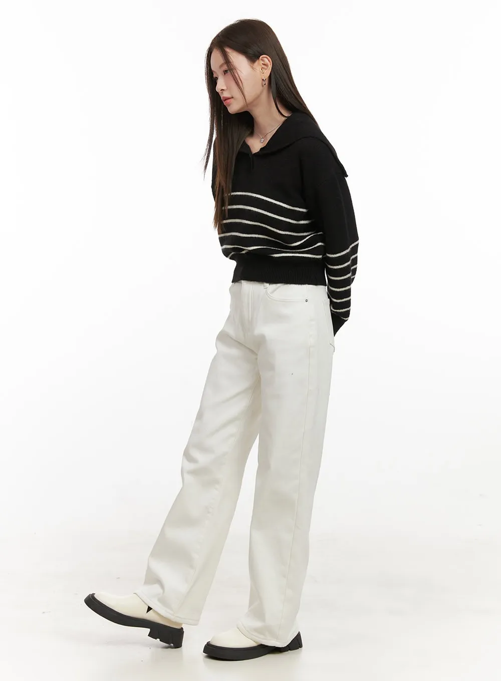 Striped Buttoned Sweater OD412