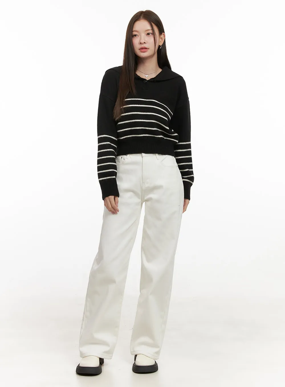 Striped Buttoned Sweater OD412