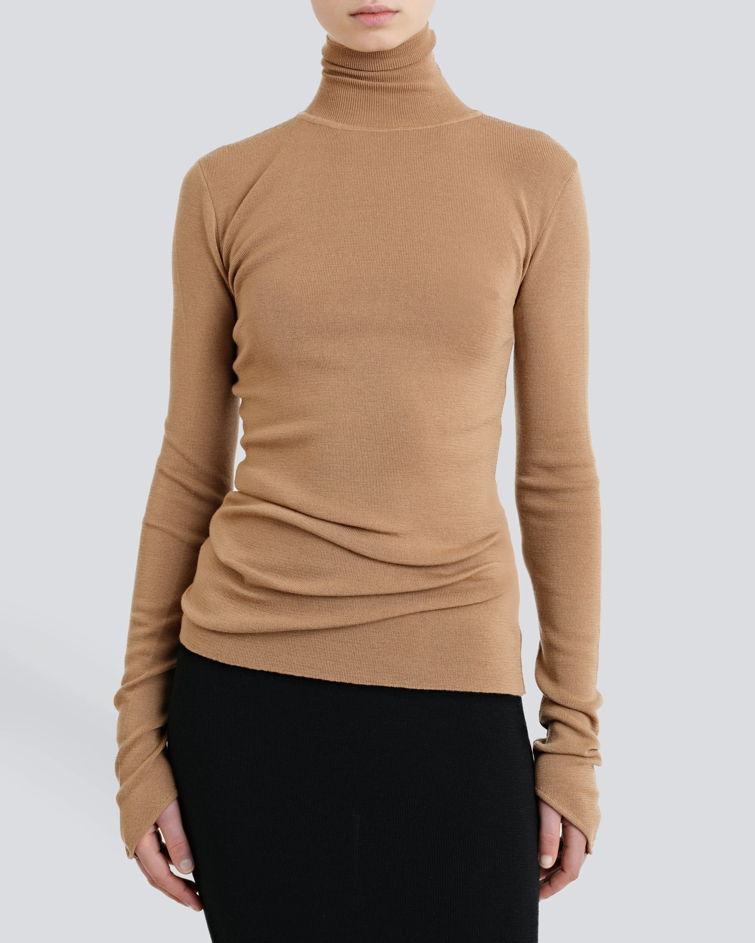 The Merino Turtleneck Point Sleeve Sweater - Spice